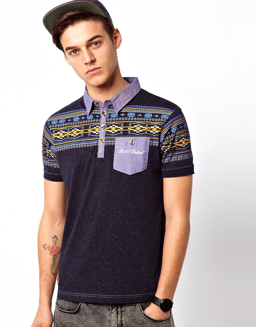 Lyst - Rock Revival Aztec Polo Shirt in Blue for Men