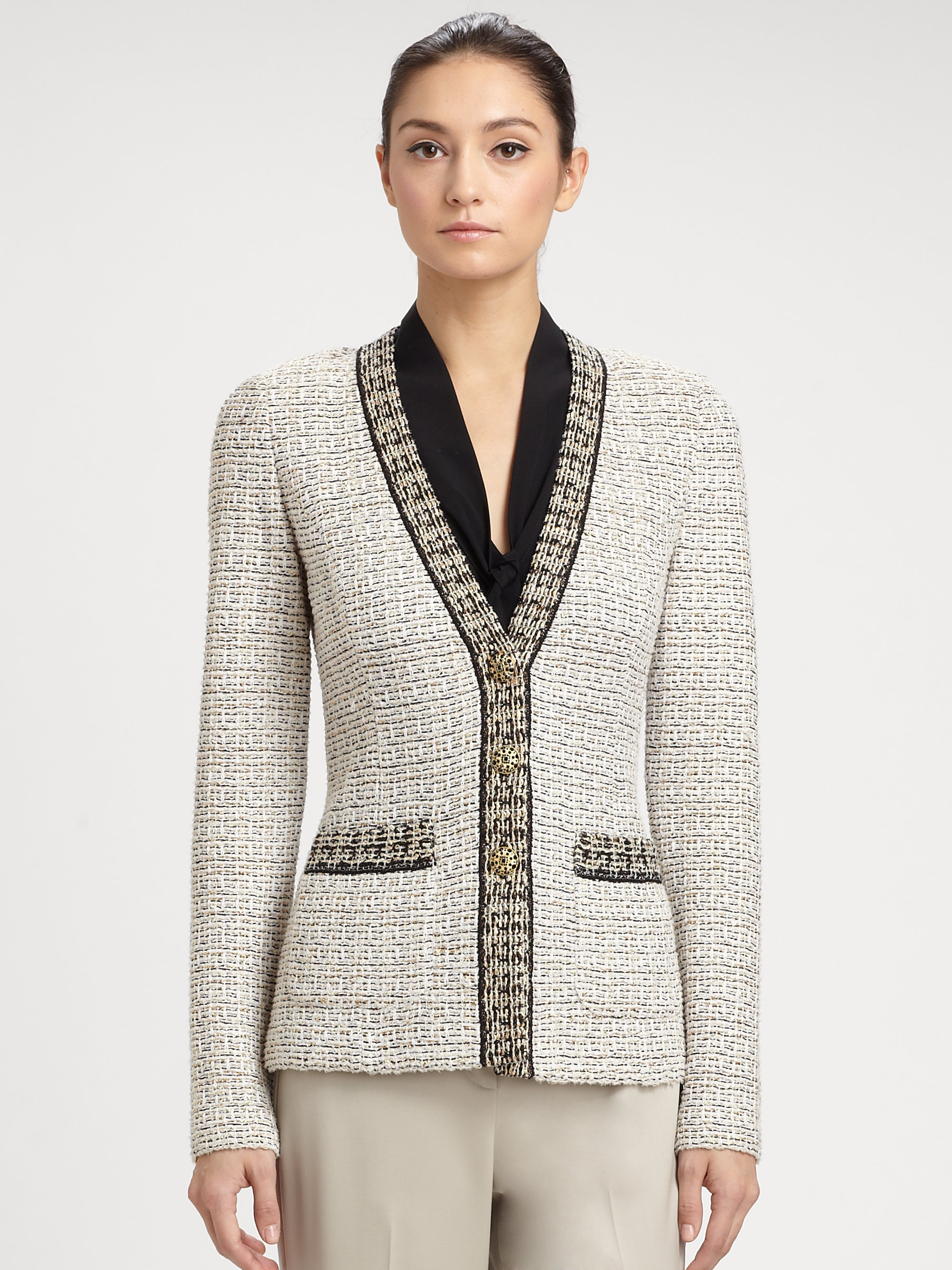 Lyst St. John Venezia Tweed Jacket in Natural