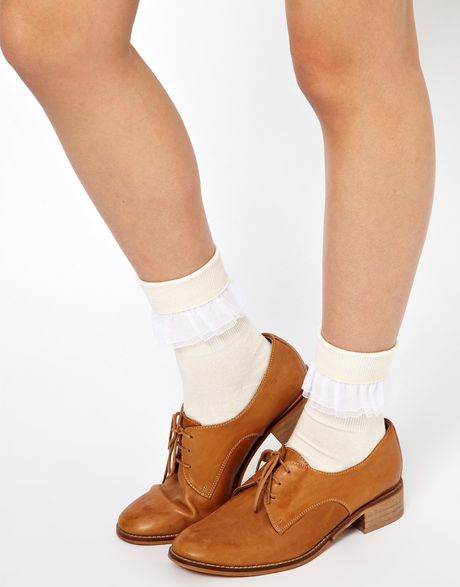 American Apparel Girly Lace Ankle Socks in White (cremewhite) | Lyst