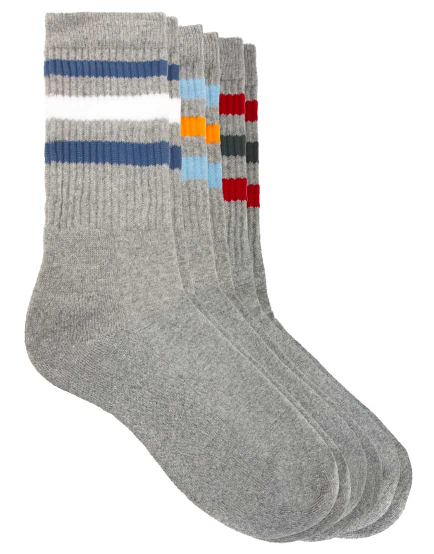 Lyst Asos 3 Pack Stripe Sports Socks in Gray for Men