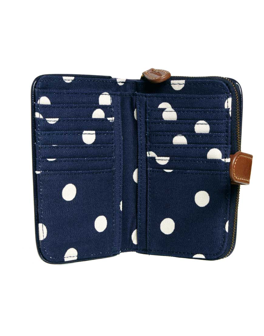Cath kidston Folded Zip Wallet with Leather Detail in Blue | Lyst