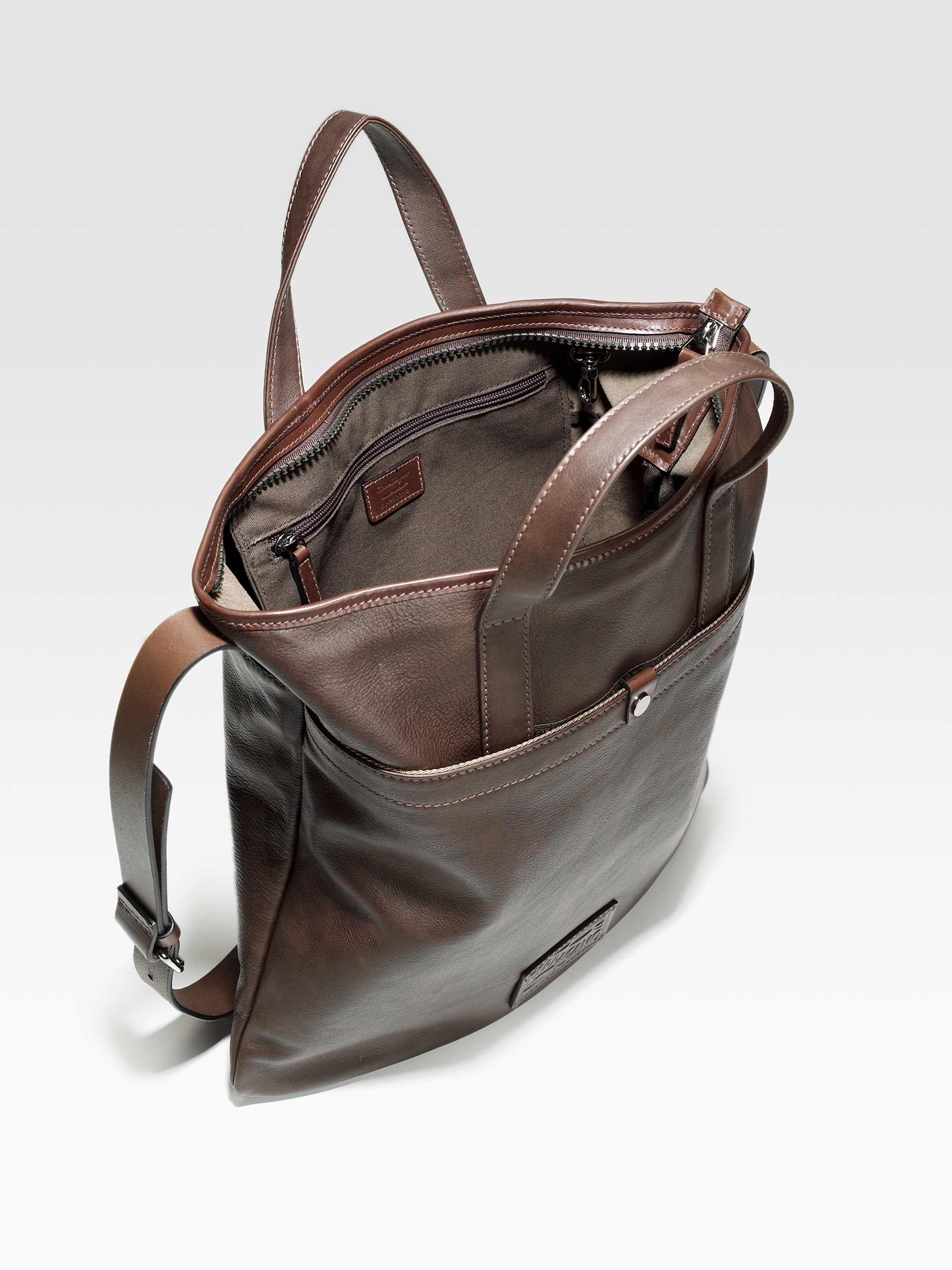 Lyst - Ferragamo Leather Tote Bag in Brown for Men