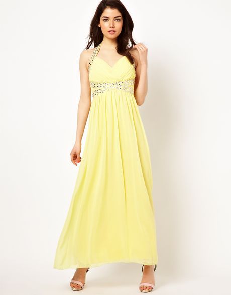 Little Mistress Embellished Maxi Dress in Yellow (lemon) | Lyst
