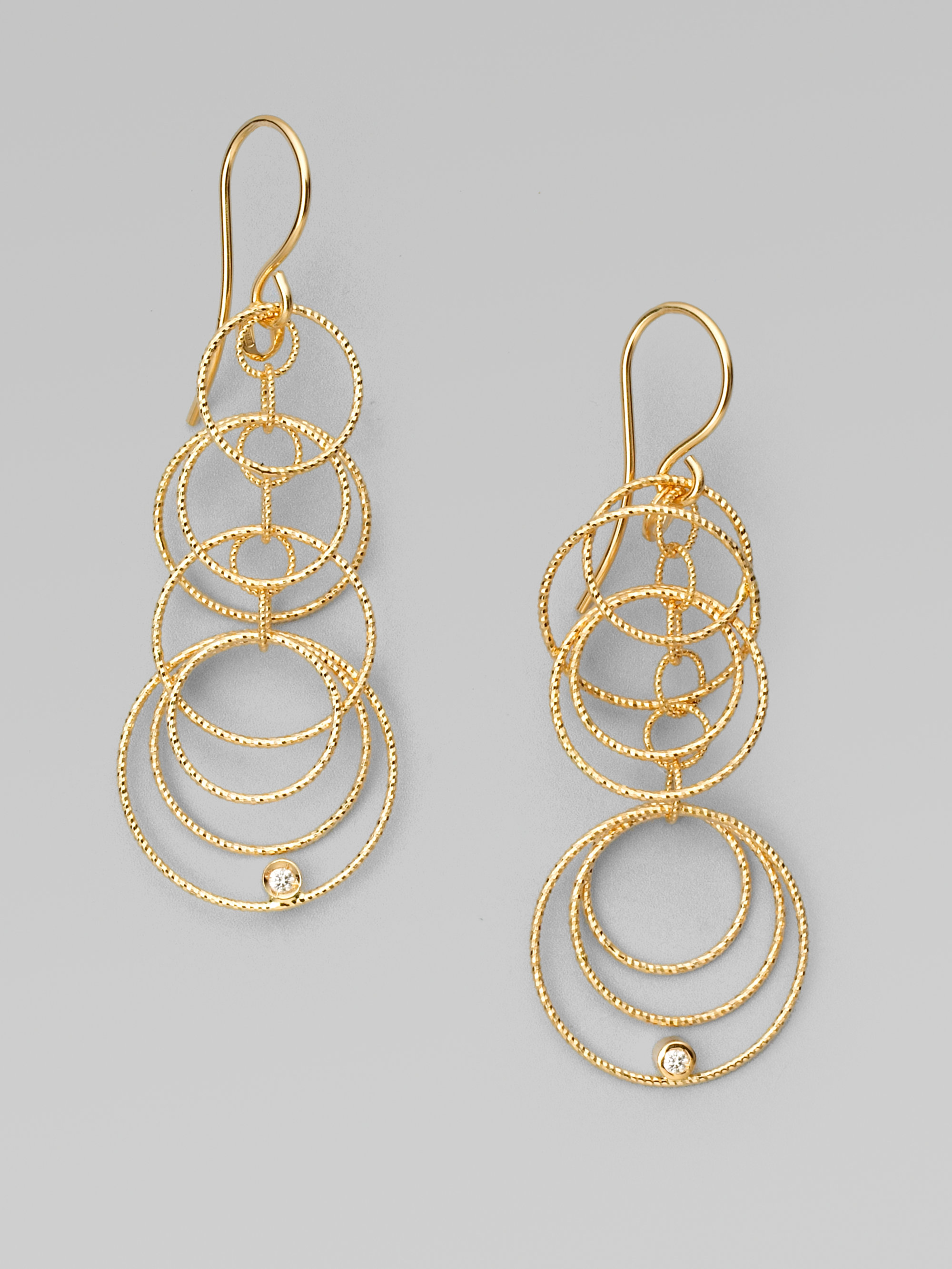 Lyst Roberto Coin 18k Gold Diamond Moresque Circle Drop Earrings Gallery