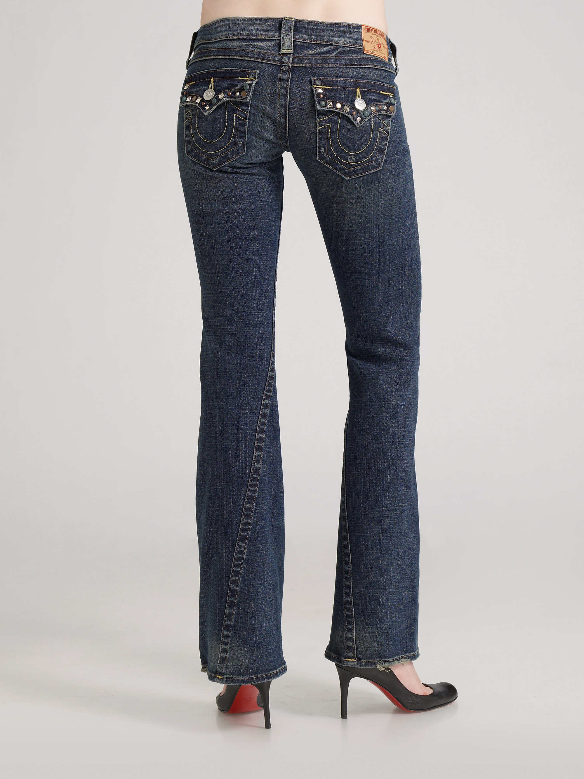 Lyst True Religion Joey Multi Stud Flare Jeans in Blue