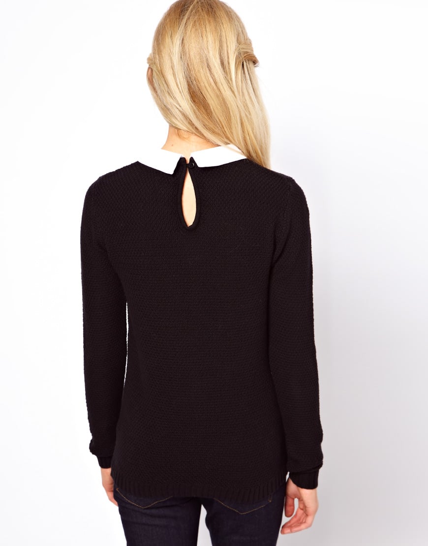 women's jumper with shirt collar