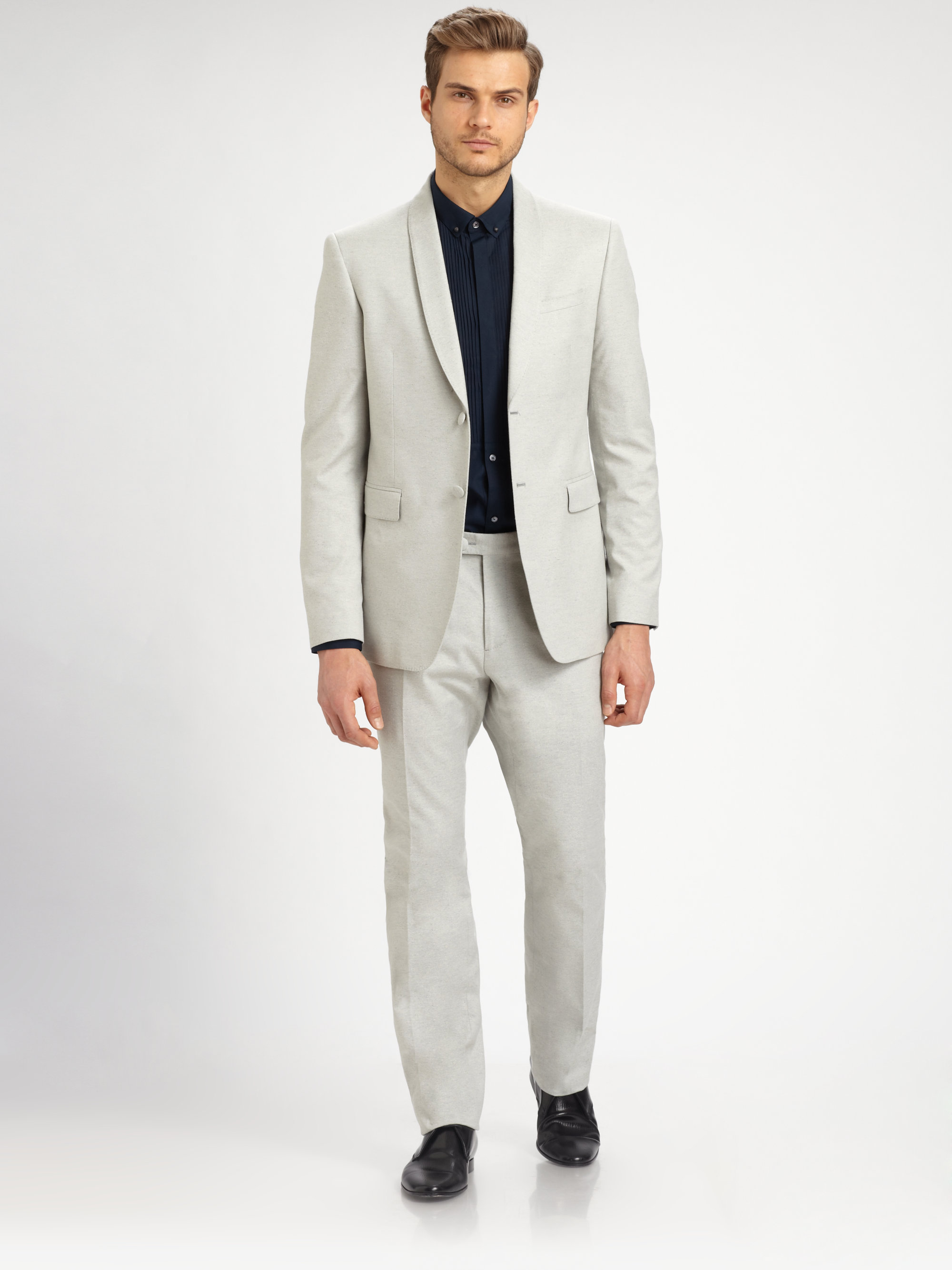 Burberry Maxton Shawl Collar Suit in Gray for Men (pale stone) | Lyst