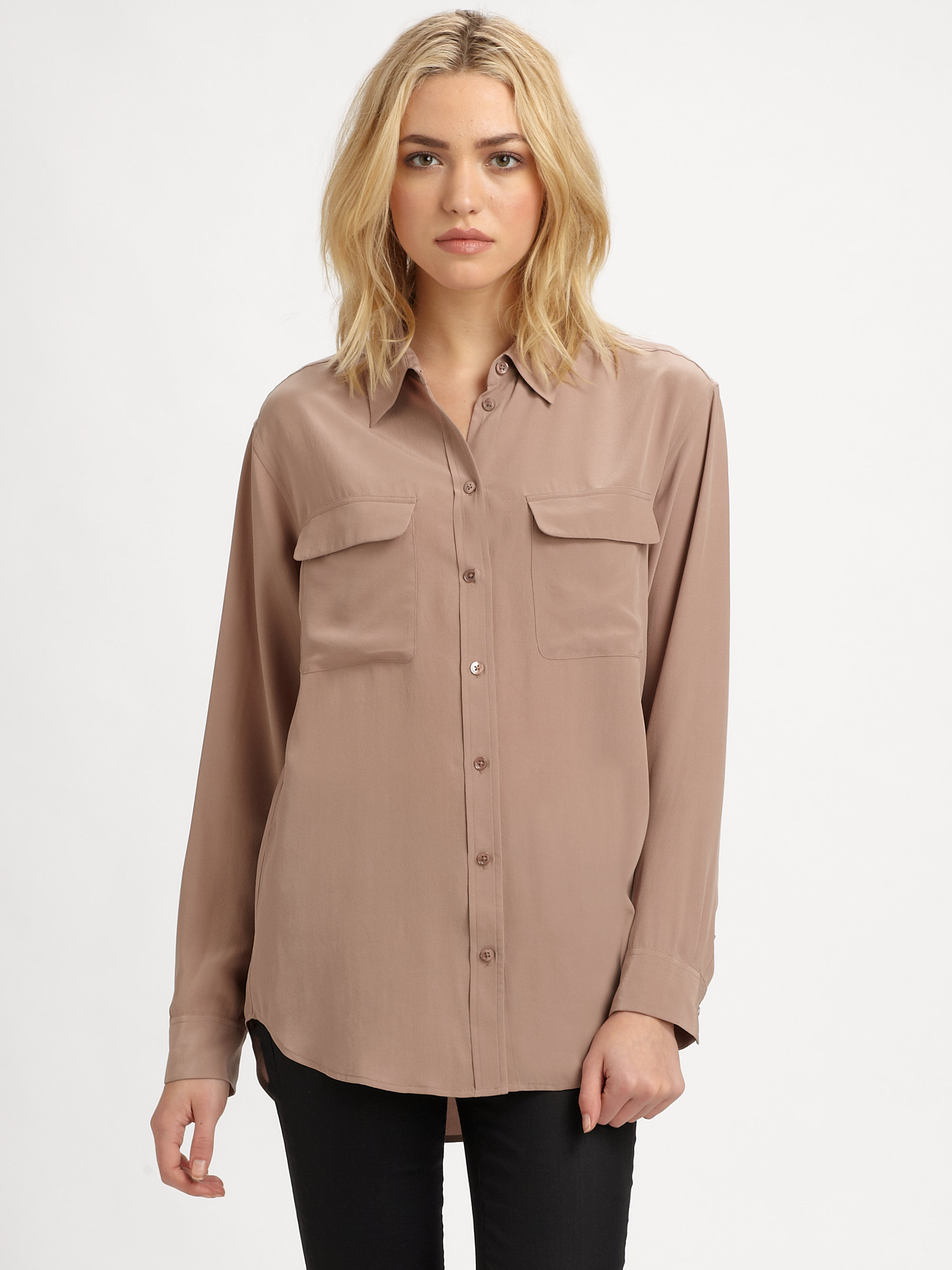 Lyst - Equipment Signature Silk Shirt in Brown