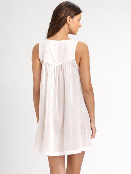 Oscar De La Renta Floralprint Cotton Short Gown in White (light pink ...