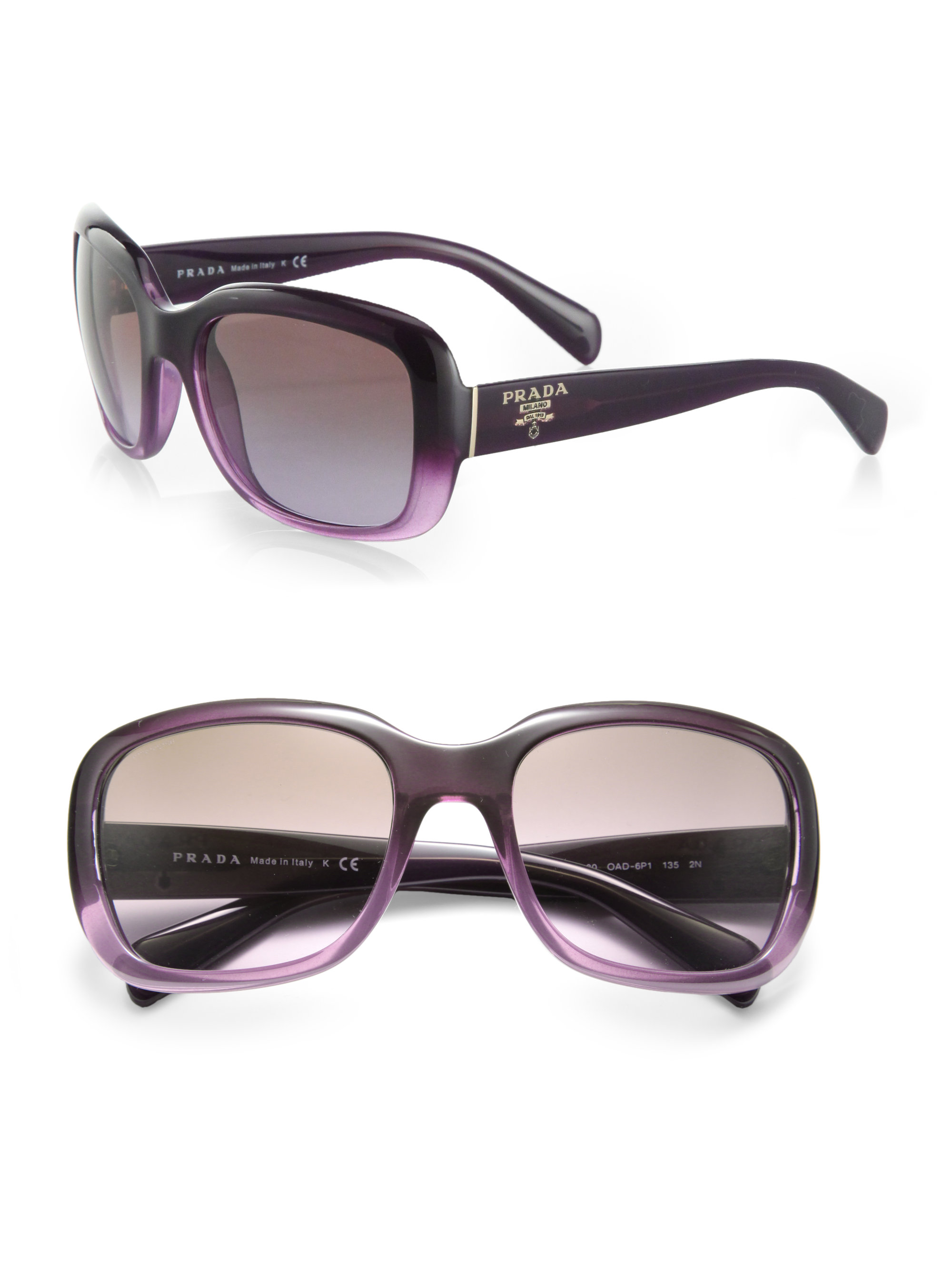 Lyst - Prada Oversized Square Glam Sunglasses in Purple