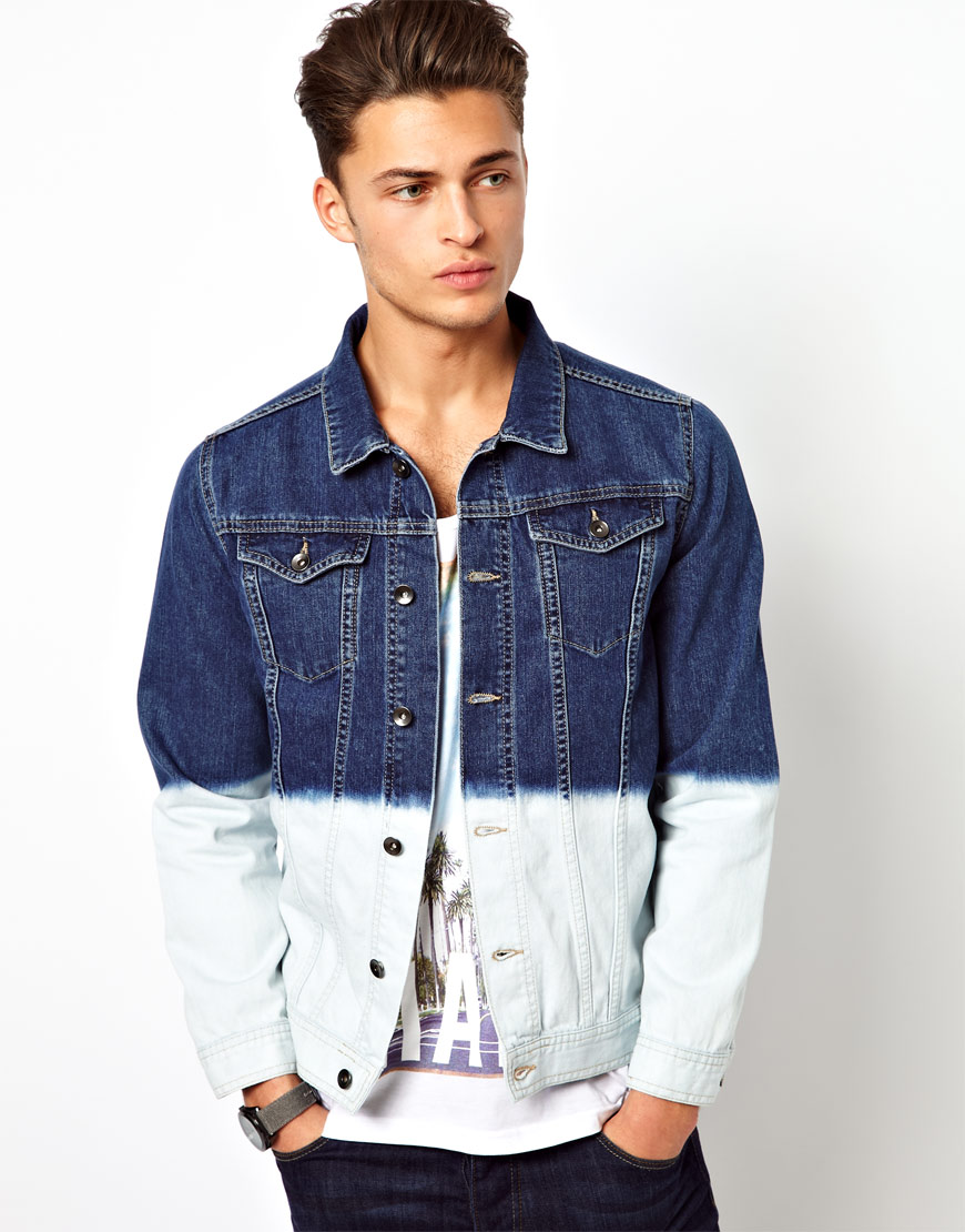 Lyst - River Island Denim Jacket with Dip Dye in Blue for Men