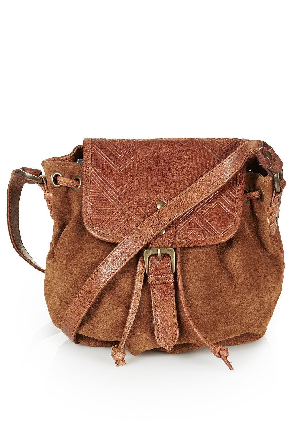 Lyst Embossed Crossbody Bag in Brown