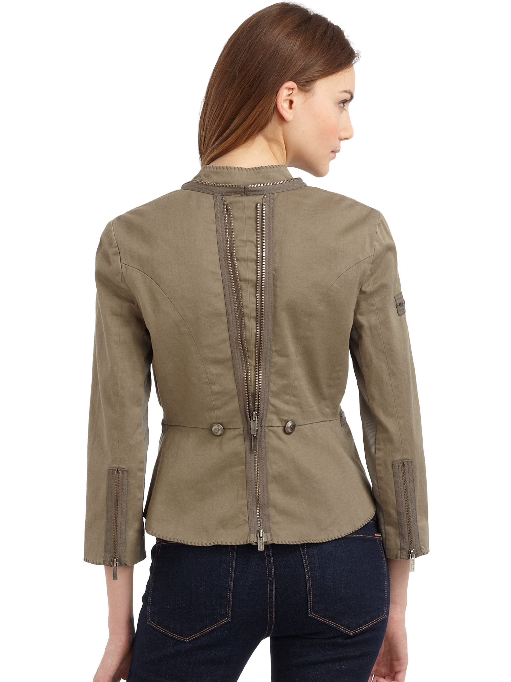 Lyst - Bcbgmaxazria Cropped Military Jacket in Brown