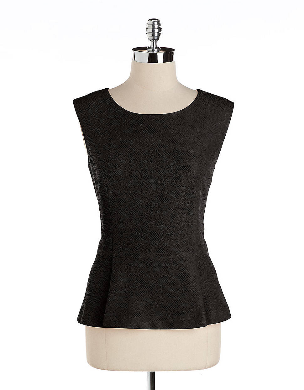 Calvin Klein Lace Sleeveless Peplum Top in Black | Lyst