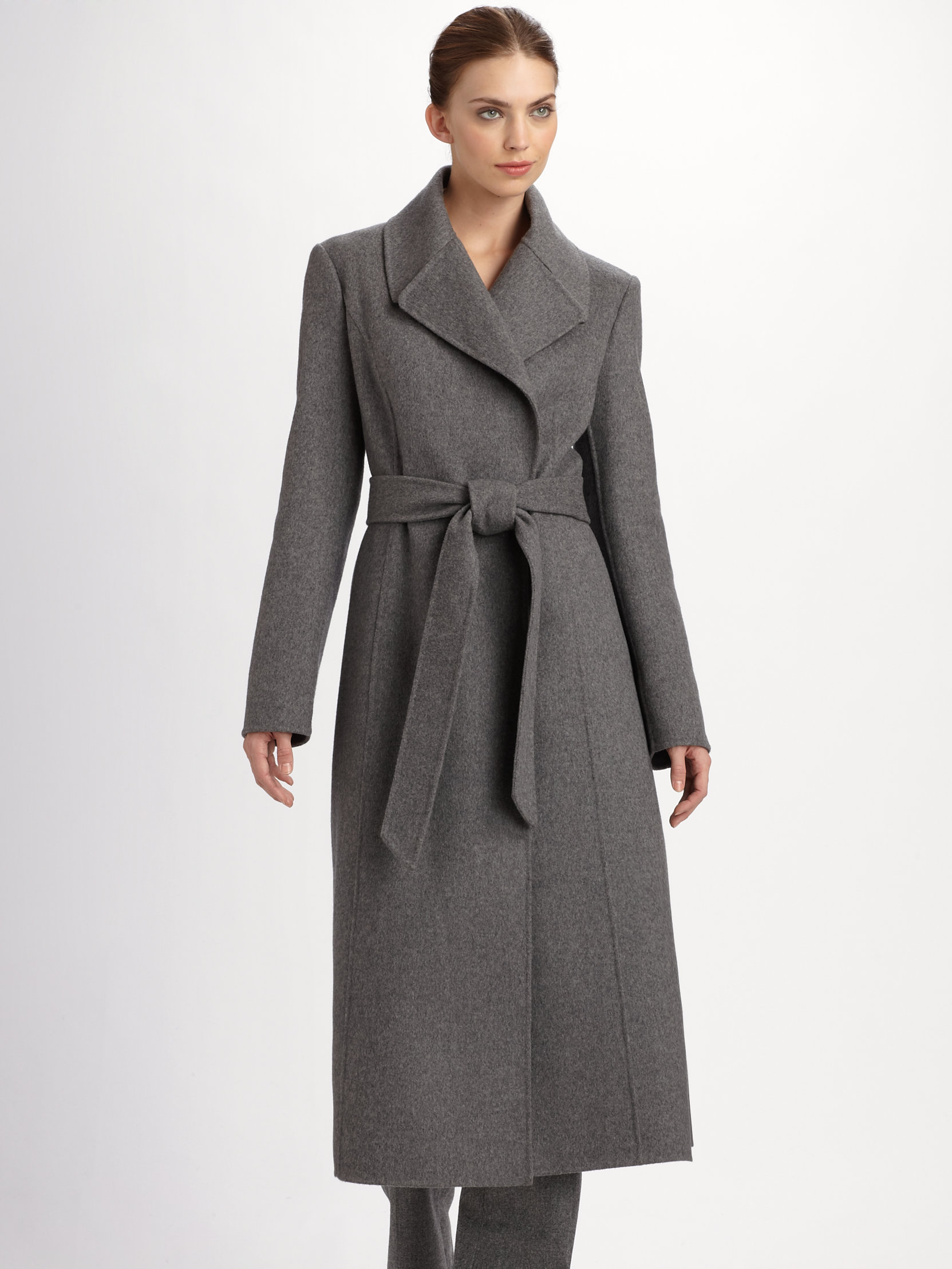Michael Kors Melange Wool Trench coat in Gray (banker) | Lyst