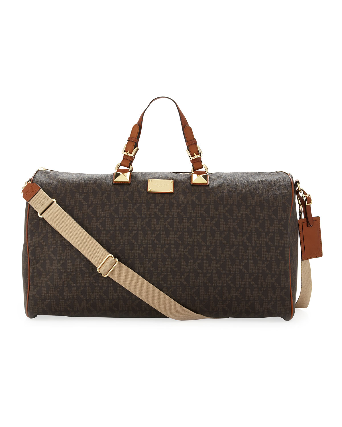Lyst Michael Kors Large Jet Set Logo Pvc Duffle Bag In Black Gallery