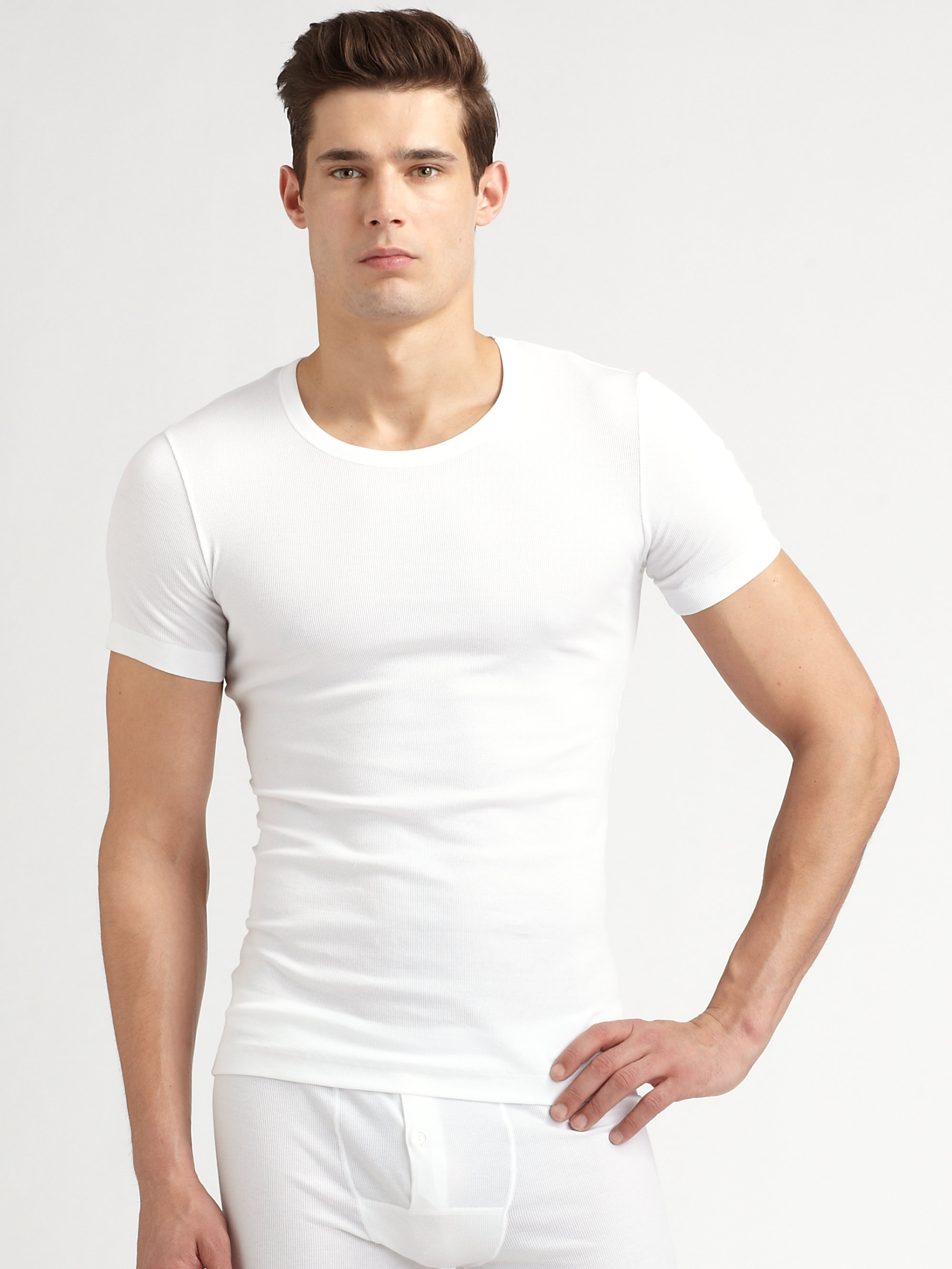 Lyst - Hanro Ribbed Tee in White for Men