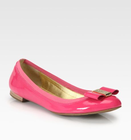 Kate Spade Tock Patent Leather Bow Ballet Flats in Pink | Lyst