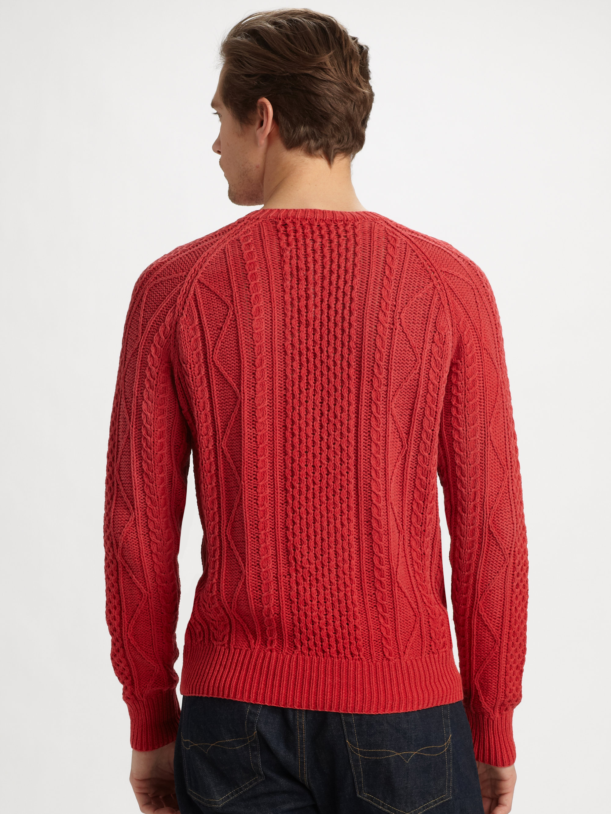 red and white polo sweater