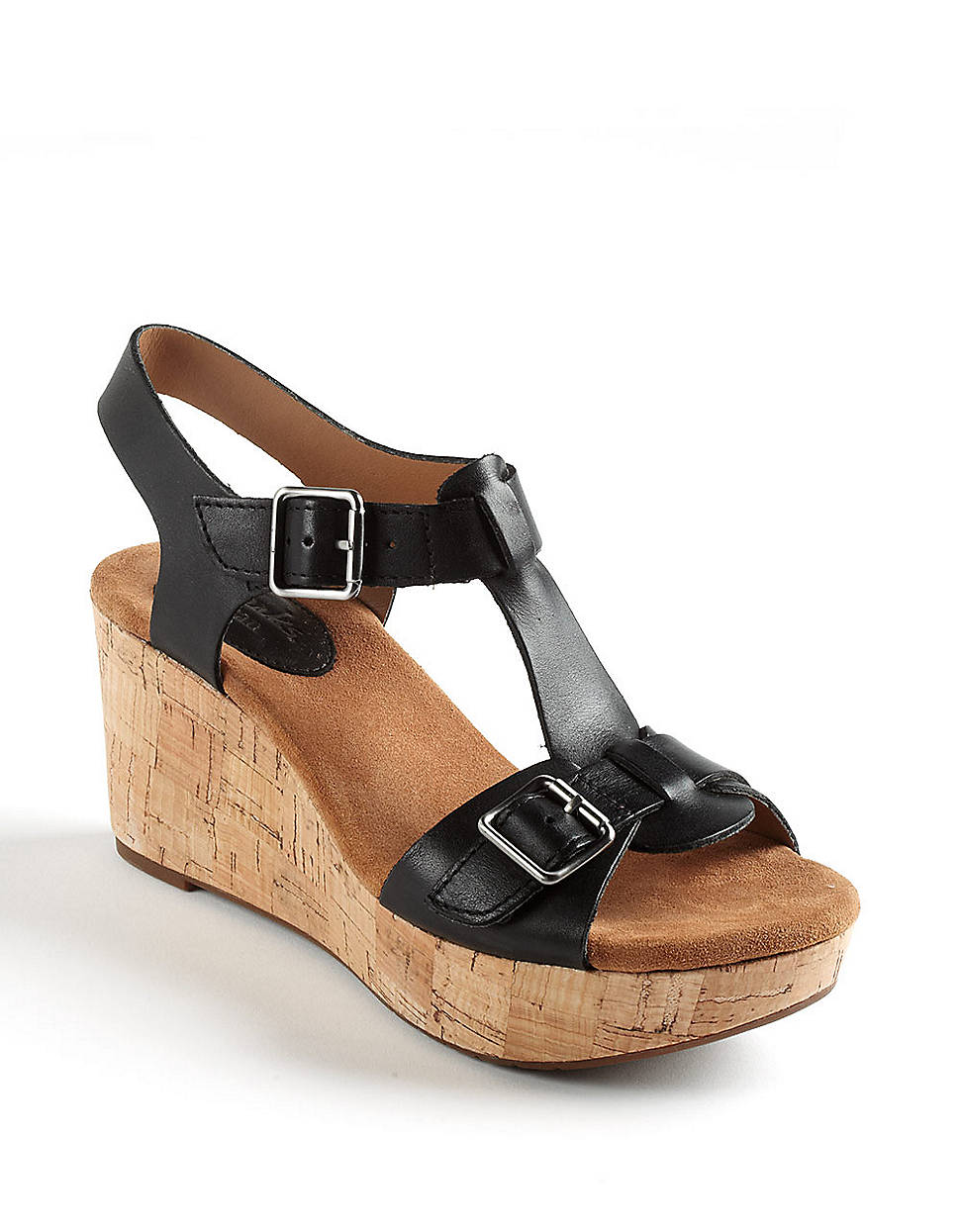 Lyst - Clarks Caslynn Paula Leather Platform Cork Wedge Sandals in Black