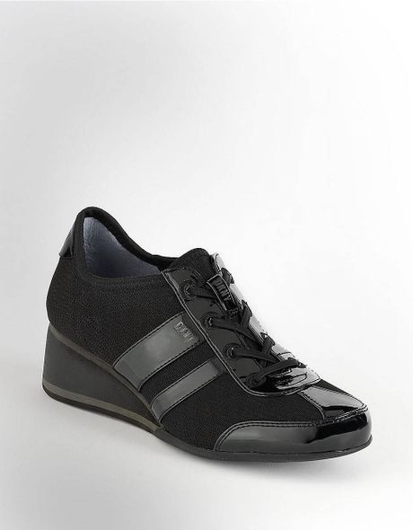 Dkny Raina Wedge Sneakers in Black (black mesh) | Lyst