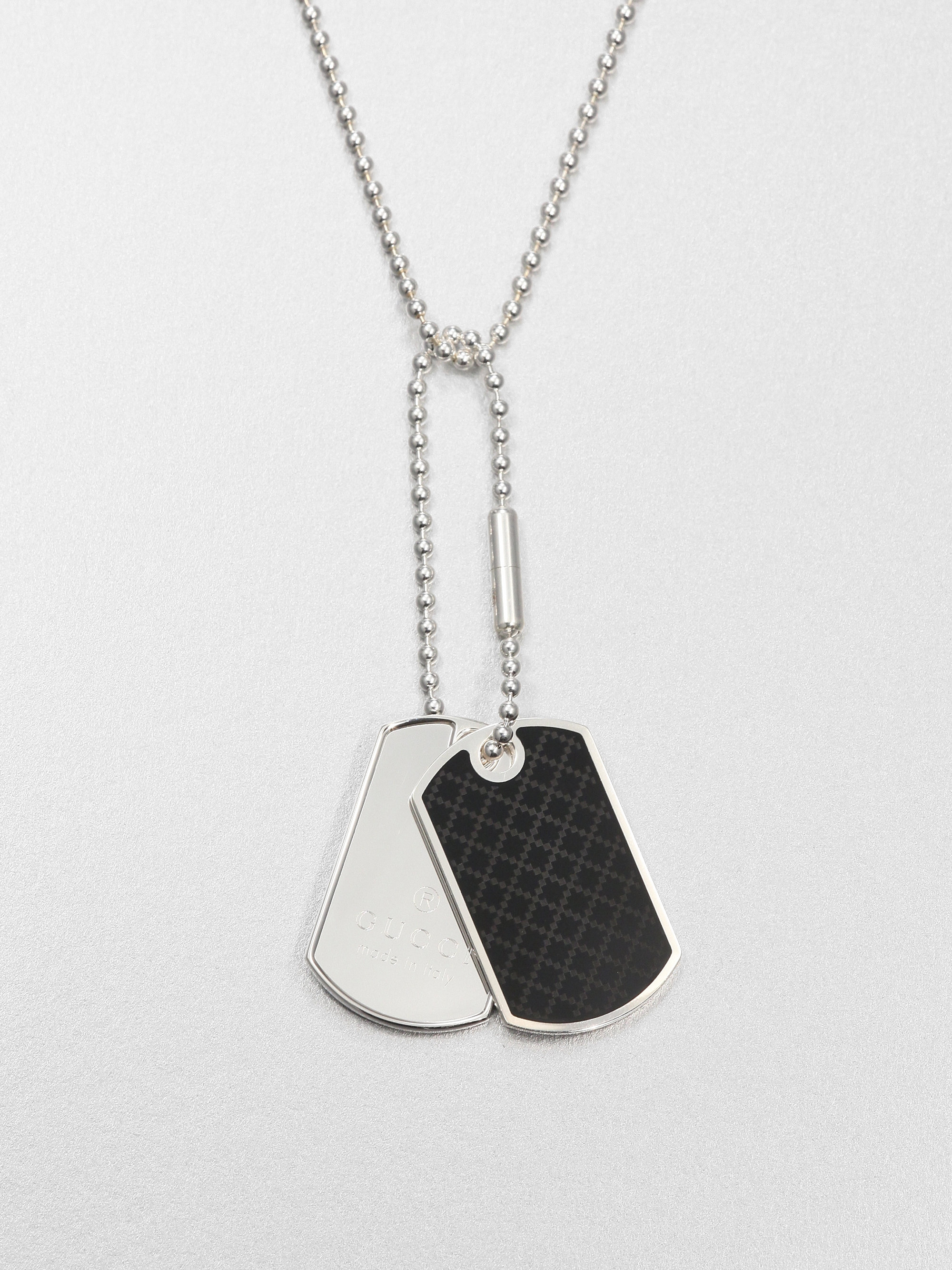 Lyst - Gucci Dog Tag Sterling Silver Necklace in Black for Men