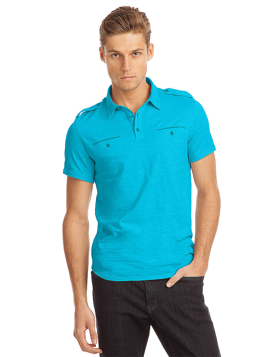 Lyst - Kenneth Cole Slub Polo Shirt in Blue for Men