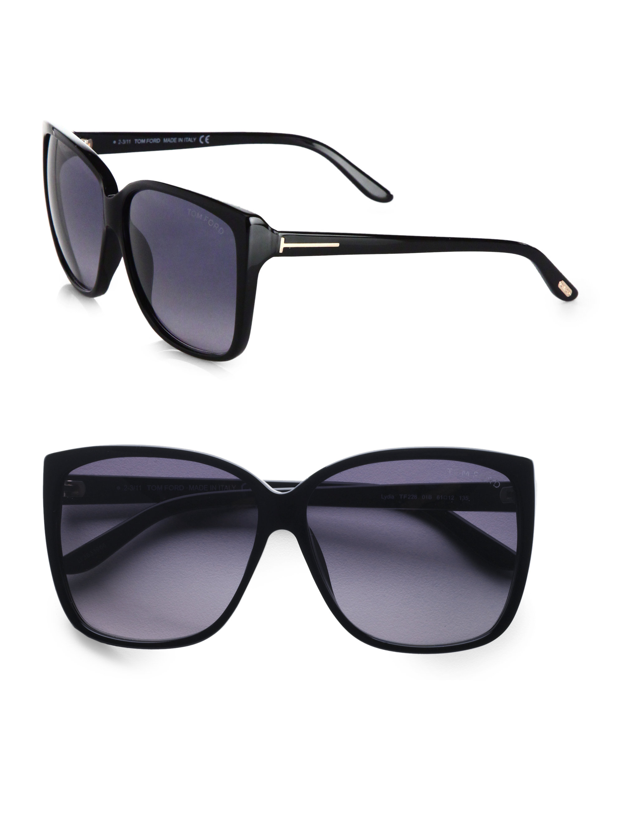 Tom ford Lydia Oversized Wayfarerinspired Sunglasses in Black | Lyst