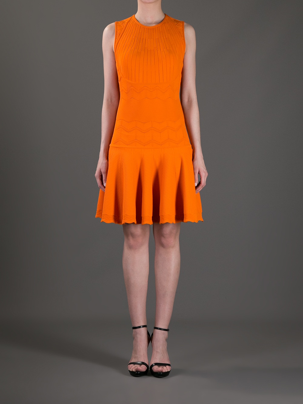 Alexander mcqueen Wavy Knit Dress in Orange | Lyst