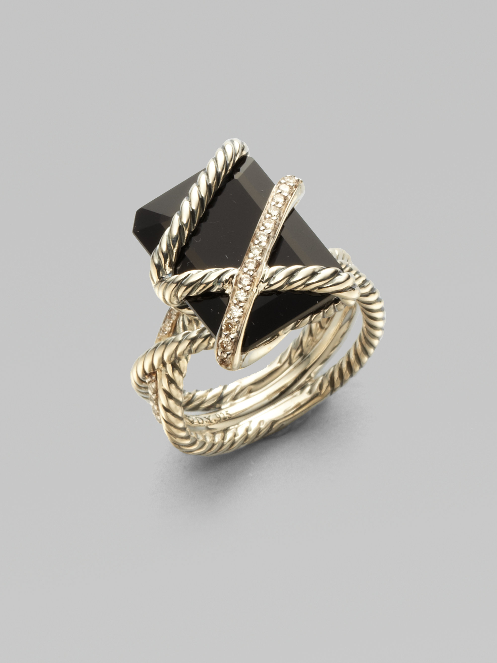 David Yurman Black Onyx Diamond Sterling Silver Ring in Black (black ...