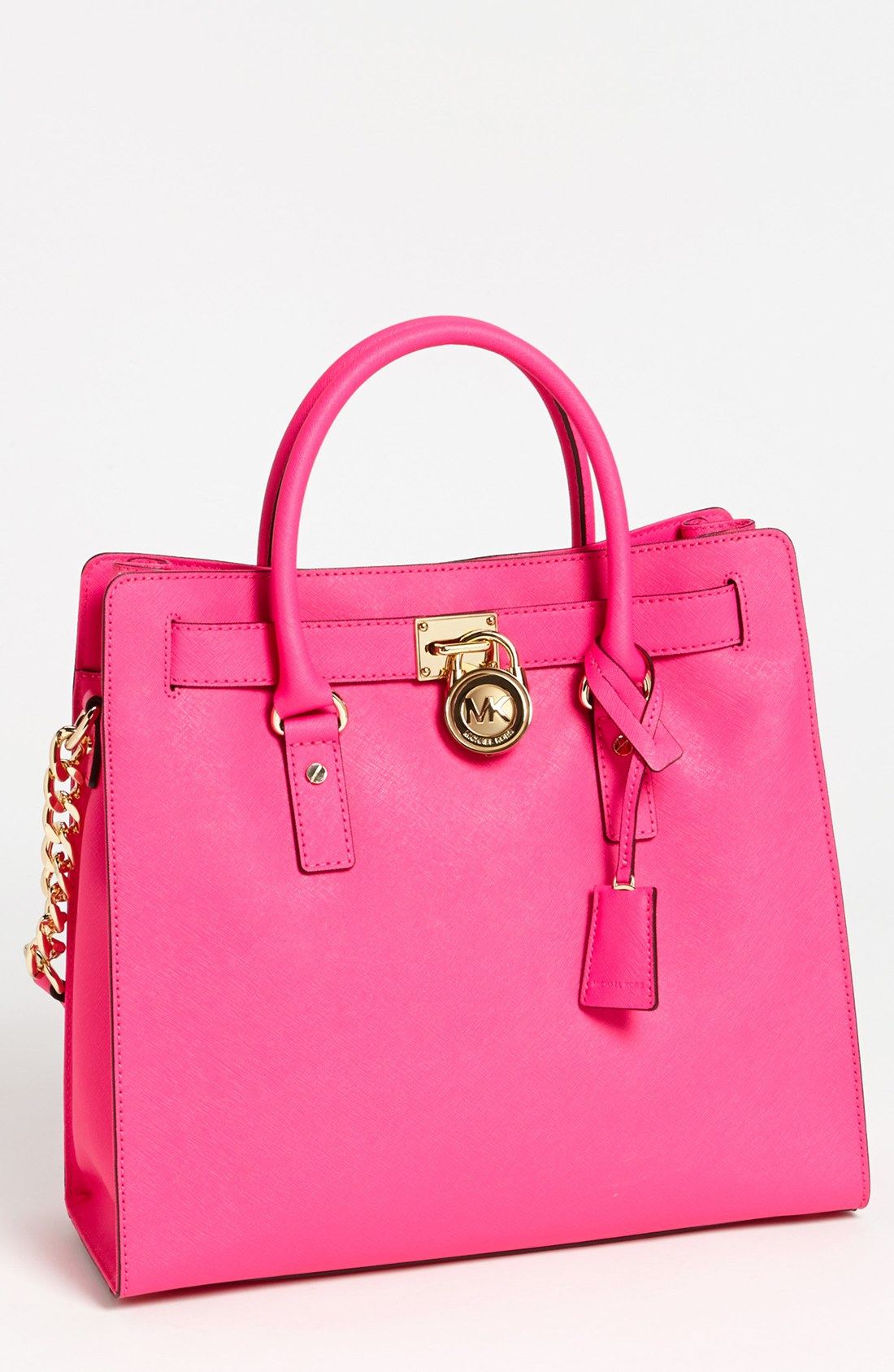 Michael Michael Kors Hamilton Large Saffiano Leather Tote in Pink (end of color list neon pink ...