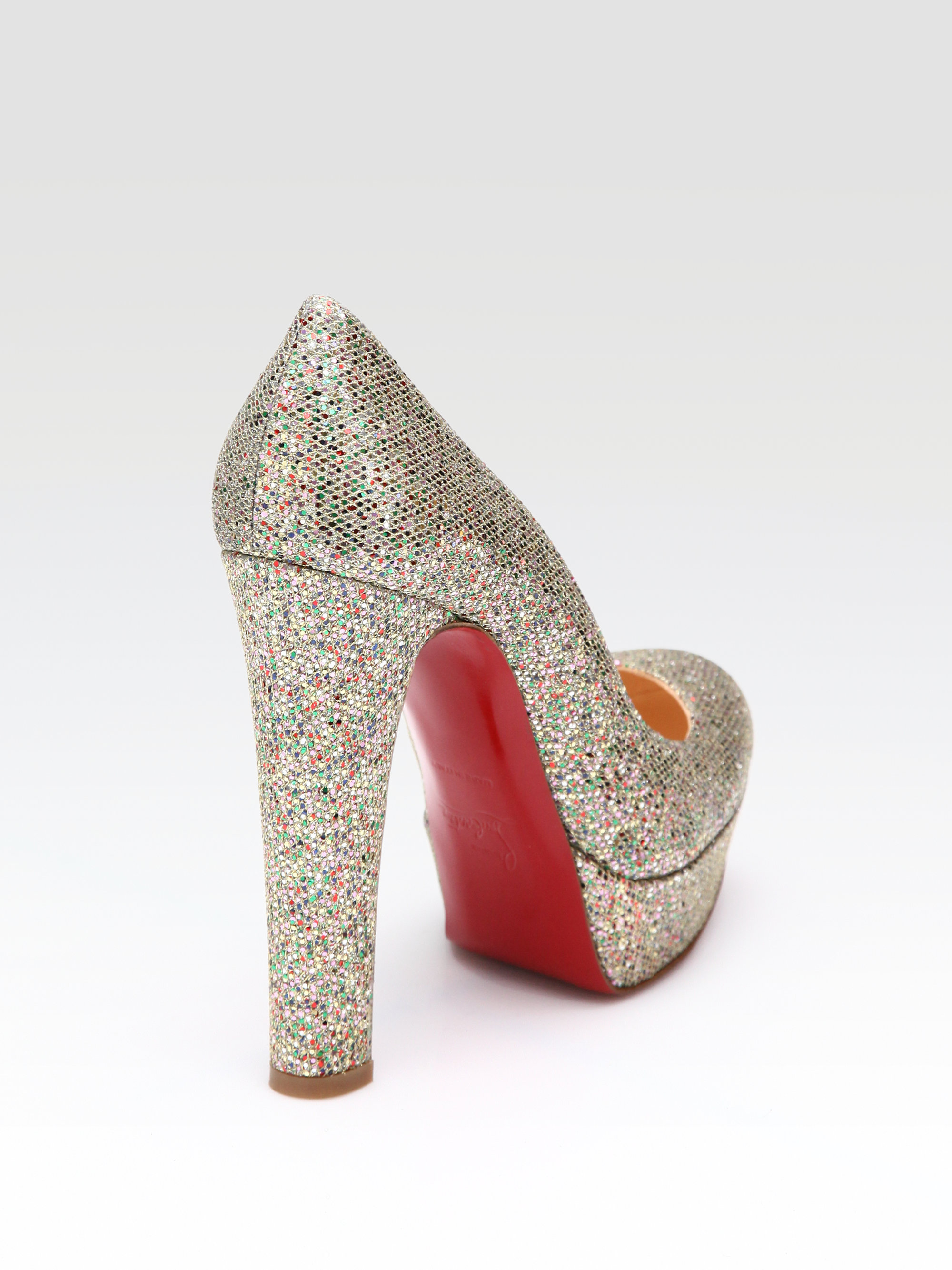 Christian louboutin Bibi 140 Glitter Pumps in Gold (glitter multi ...  