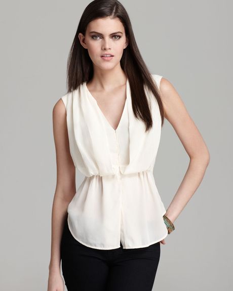 French Connection Blouse Suzy Silk in White (cream) | Lyst