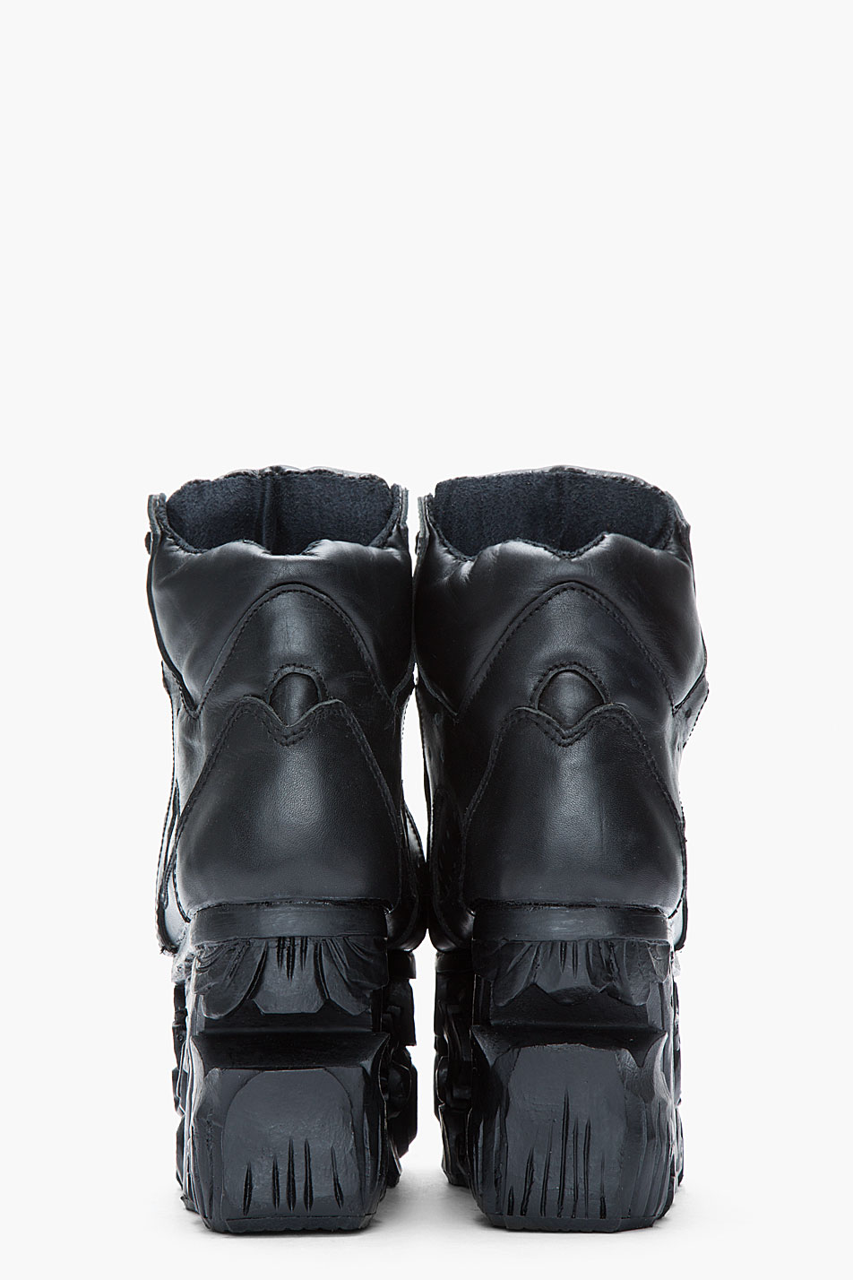 Lyst - Ktz Black Leather Carved Sole Platform Sneakers in Black