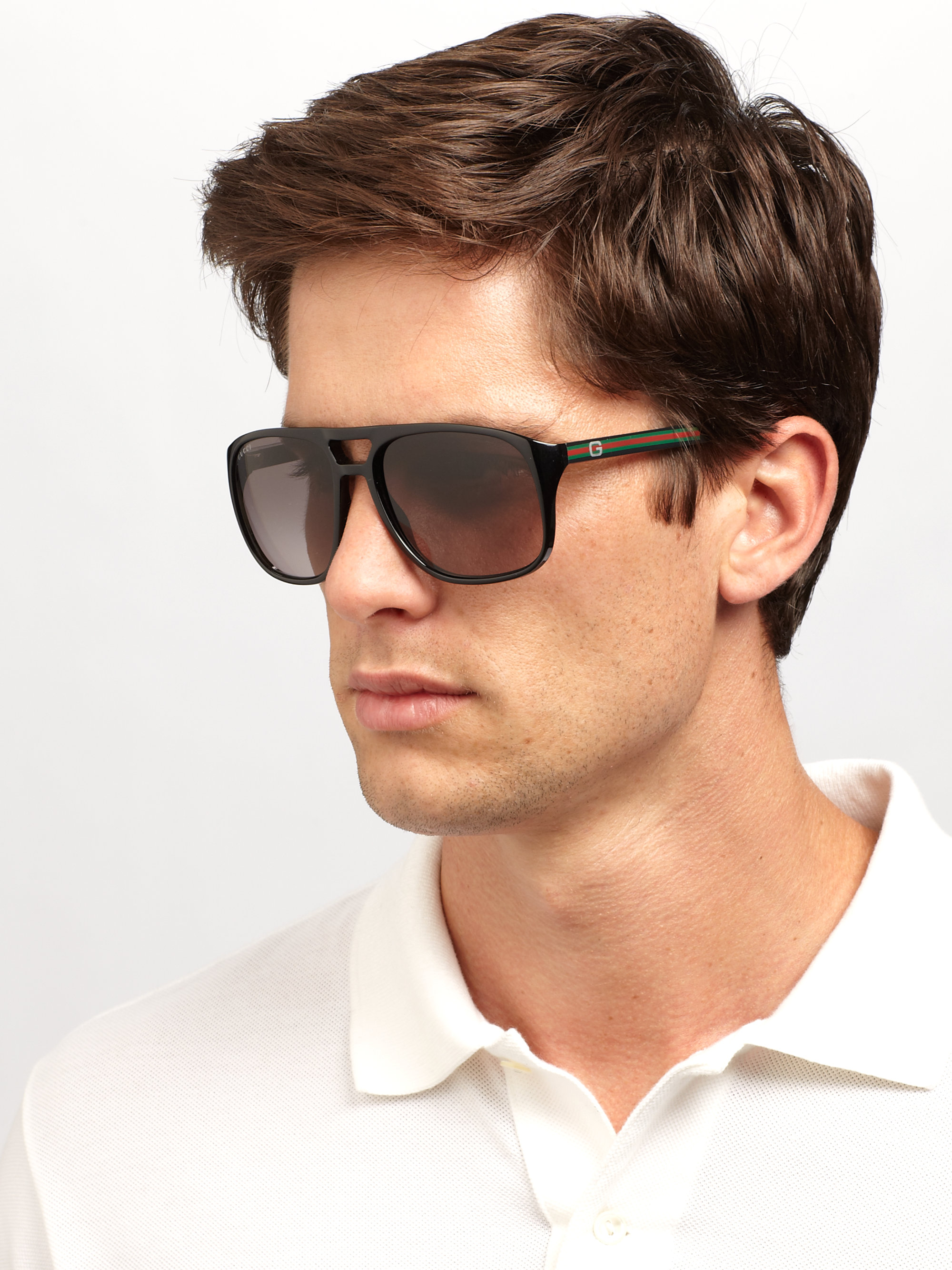Gucci Acetate Aviator Sunglasses in Black for Men | Lyst