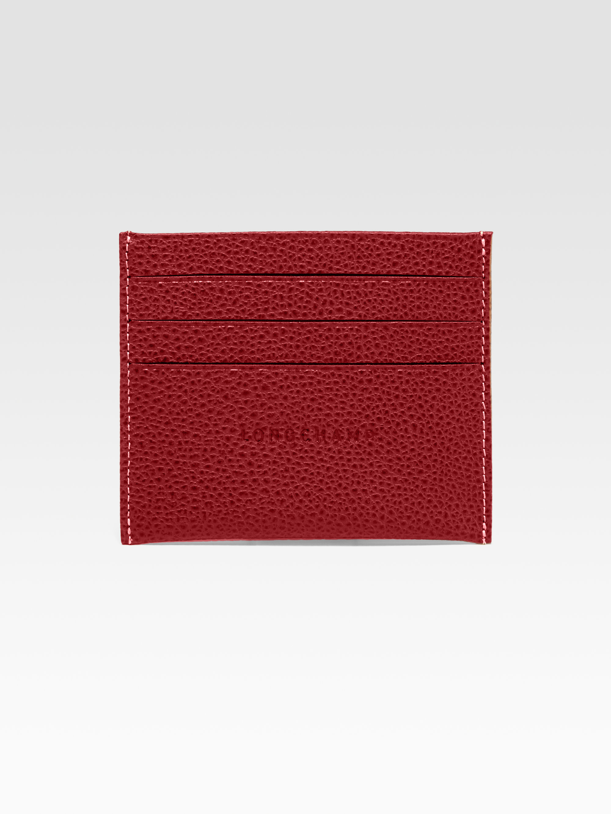 Longchamp Vf Slim Credit Card Holder in Red | Lyst