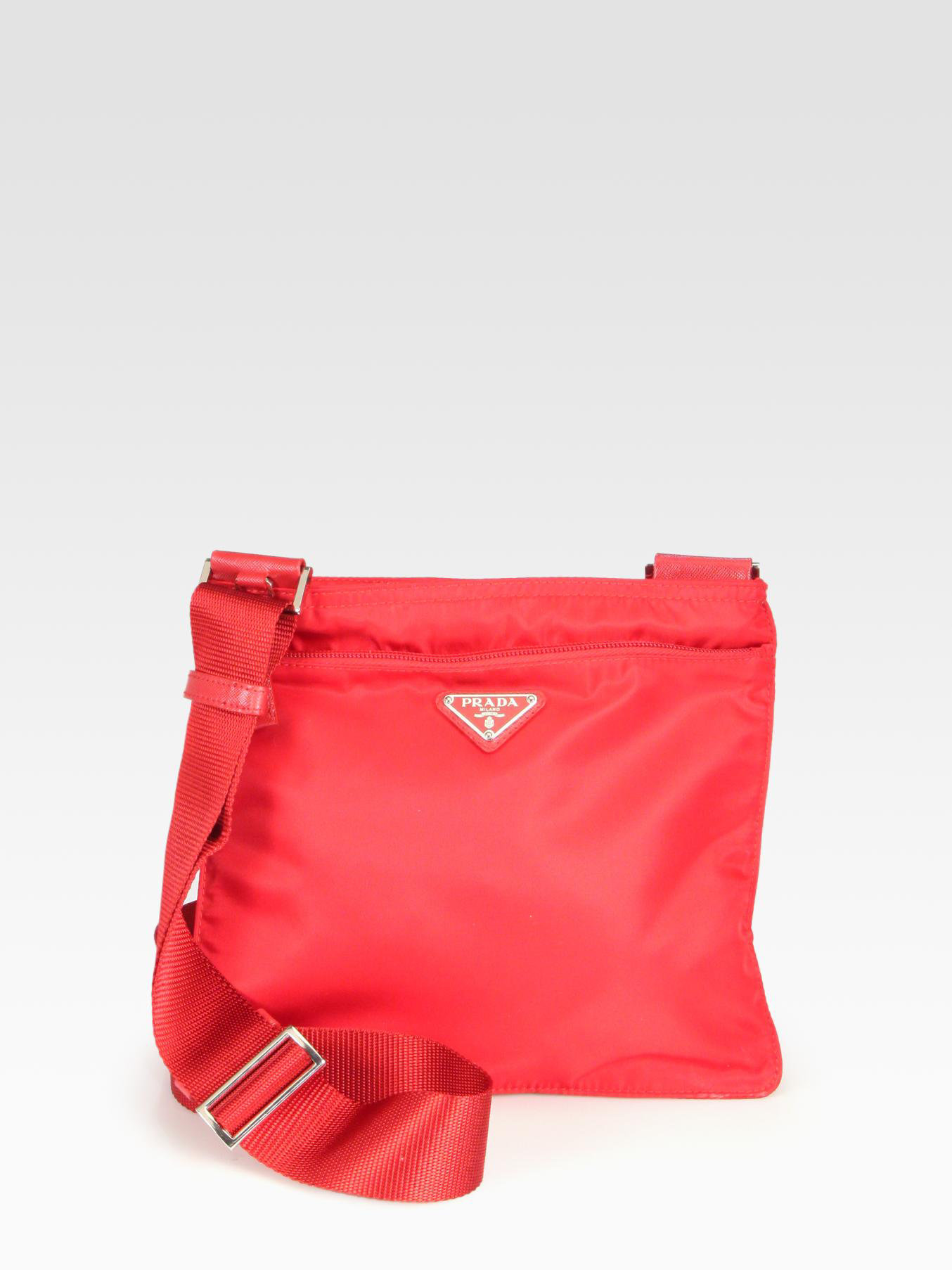 Prada Nylon Messenger Bag in Red | Lyst  