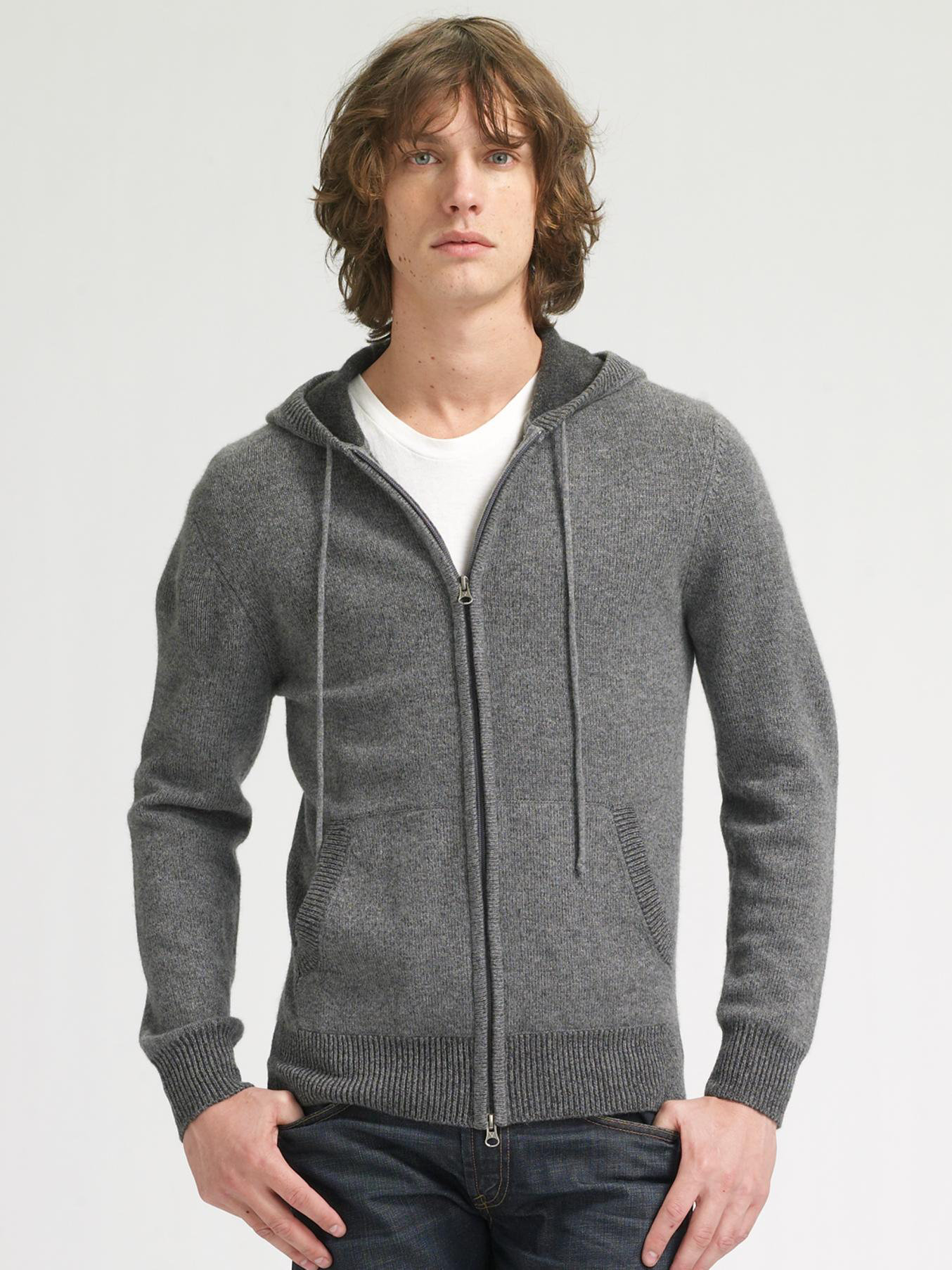 Lyst - Vince Cashmere Hoodie Sweater in Gray for Men