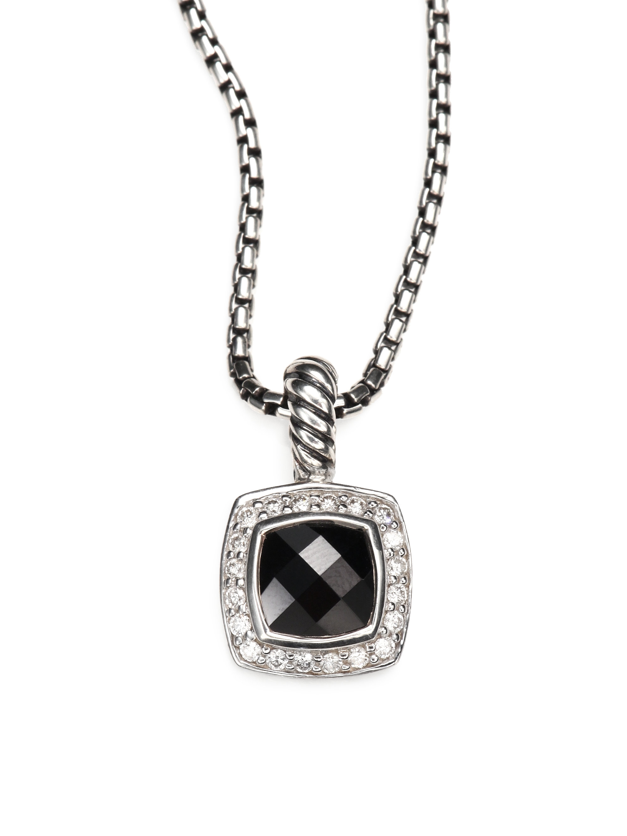 David Yurman Black Onyx Diamond Sterling Silver Pendant Necklace in ...