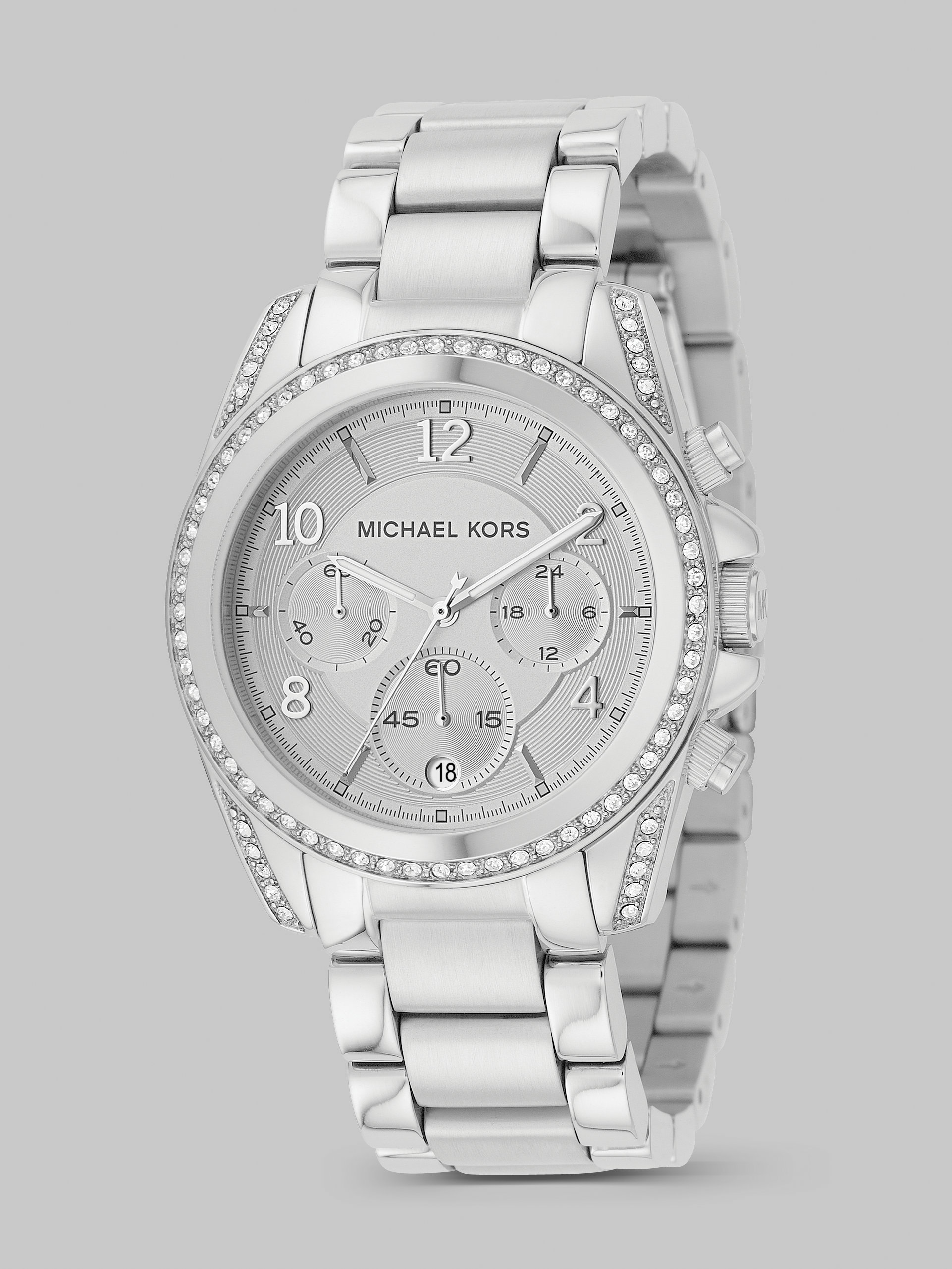 Michael Kors Blair Stainless Steel Chronograph Bracelet Watch in Silver ...