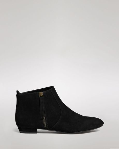 Reiss Ankle Boots Lara Suede Flat in Black | Lyst