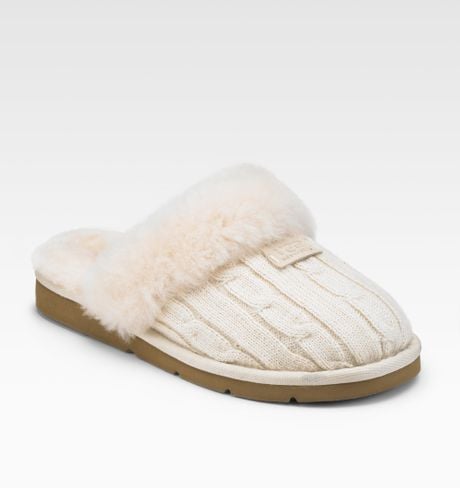 Ugg Cozy Knit Wool Scuffette Slippers in Beige (cream) | Lyst