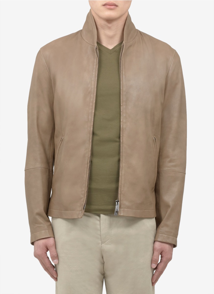 Lyst Armani Leather Jacket In Natural For Men Gallery