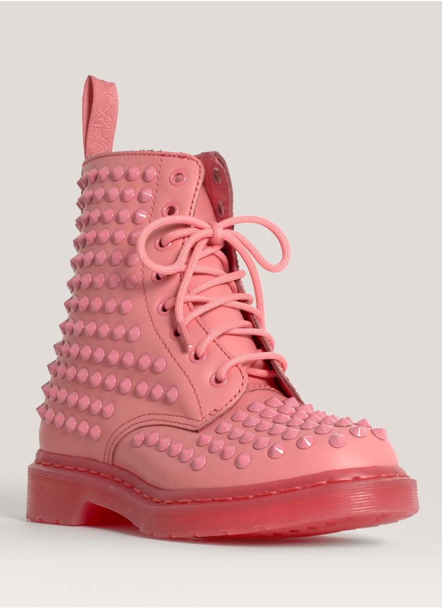 pink spiked platform boots