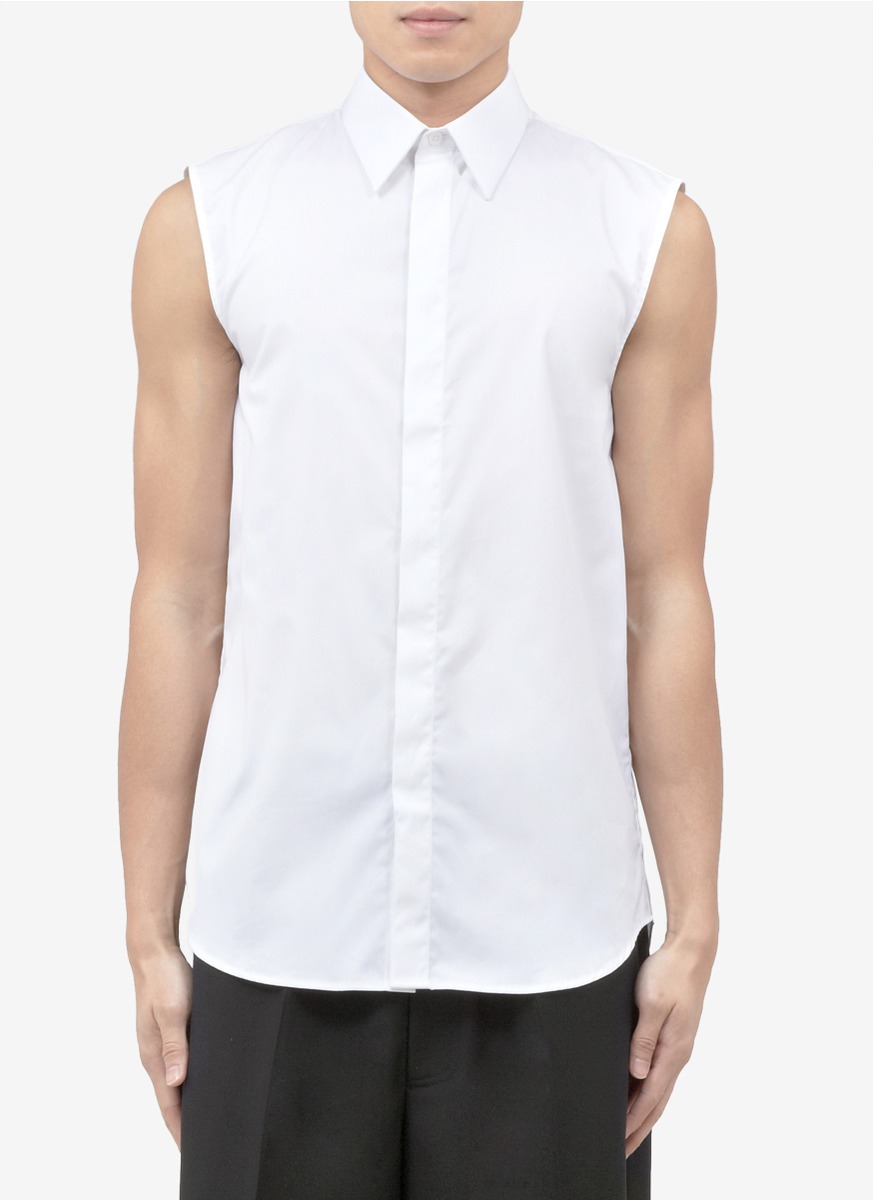 Lyst - Givenchy Sleeveless Collared Shirt in White for Men
