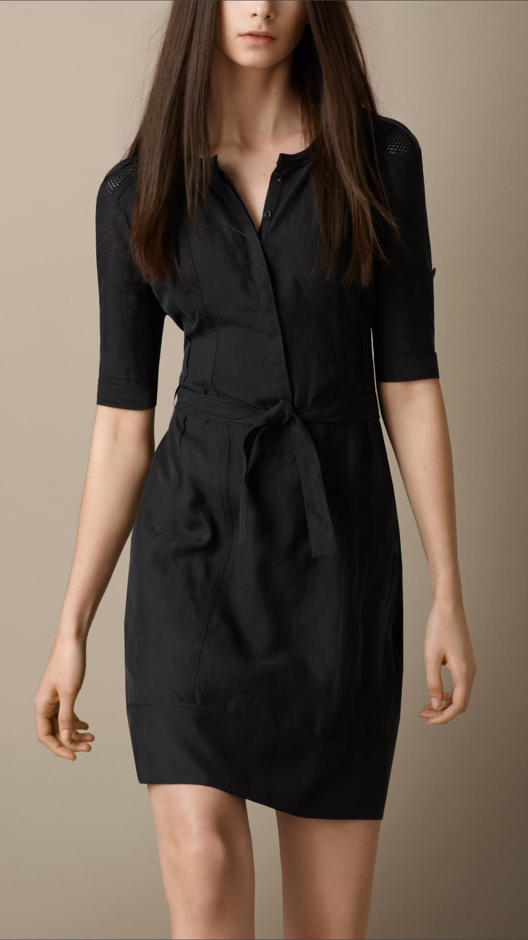 Burberry brit Silk Shirt Dress in Black | Lyst