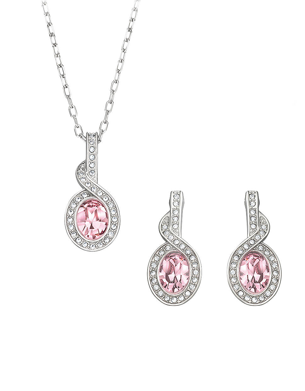 Swarovski Tyra Silver Tone Rose Crystal Necklace And Earrings Set in ...