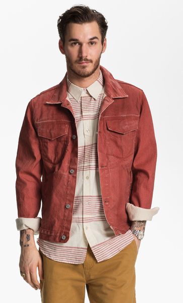 7 For All Mankind Selvedge Denim Jacket in Red for Men (passion red) | Lyst