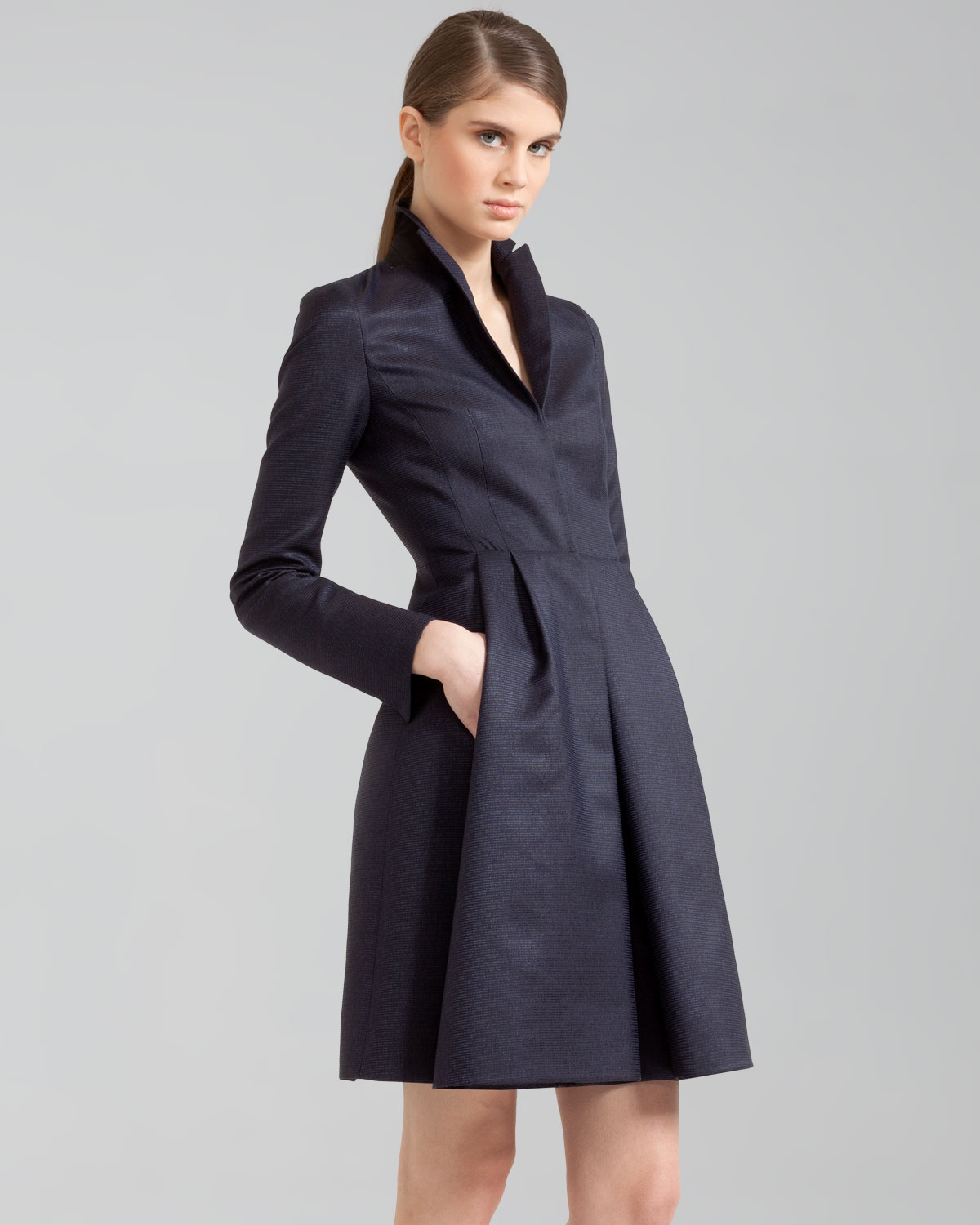 Lyst - Akris Silk Ottoman Aline Coat Dress in Black