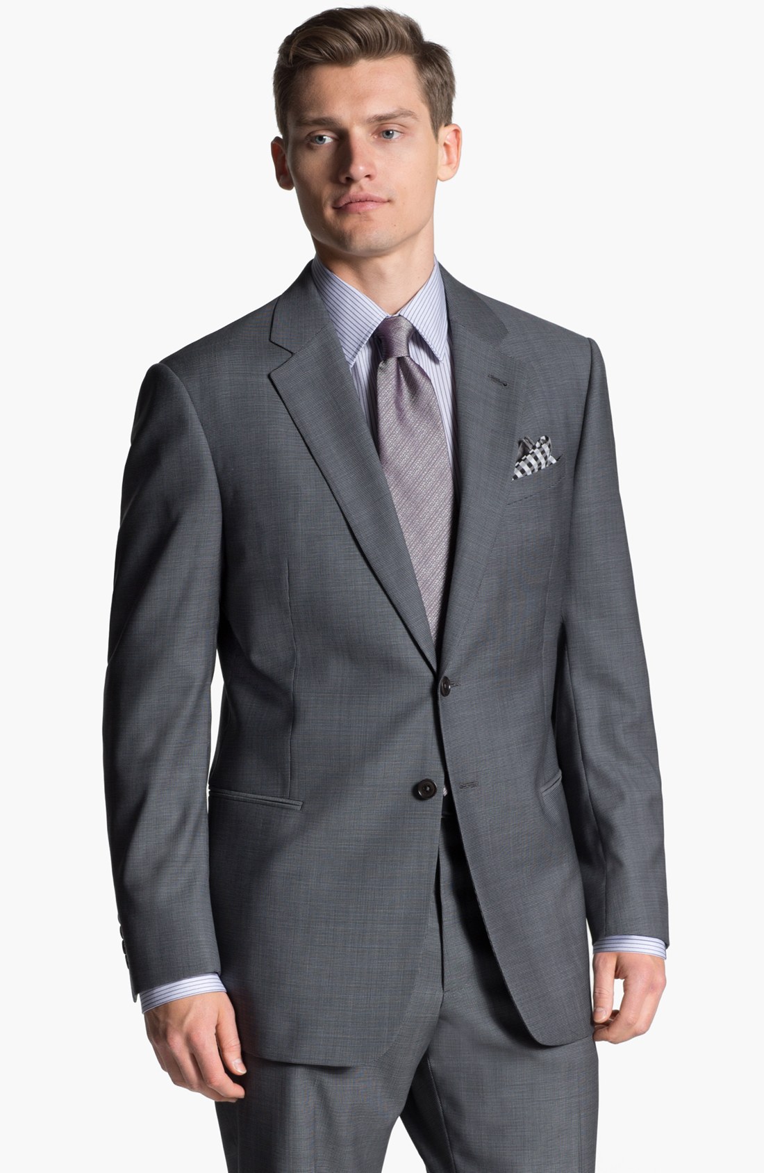 Armani Giorgio Tic Weave Wool Suit in Gray for Men (grey) | Lyst